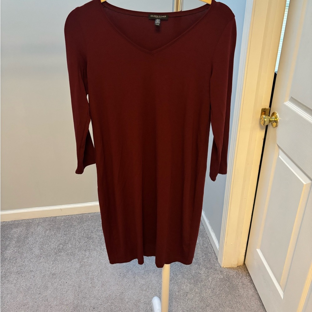 Eileen Fisher Burgundy Shift Dress